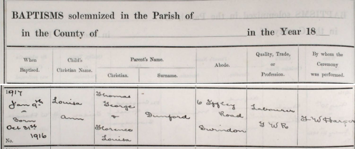Nance Dunford Baptism 1917